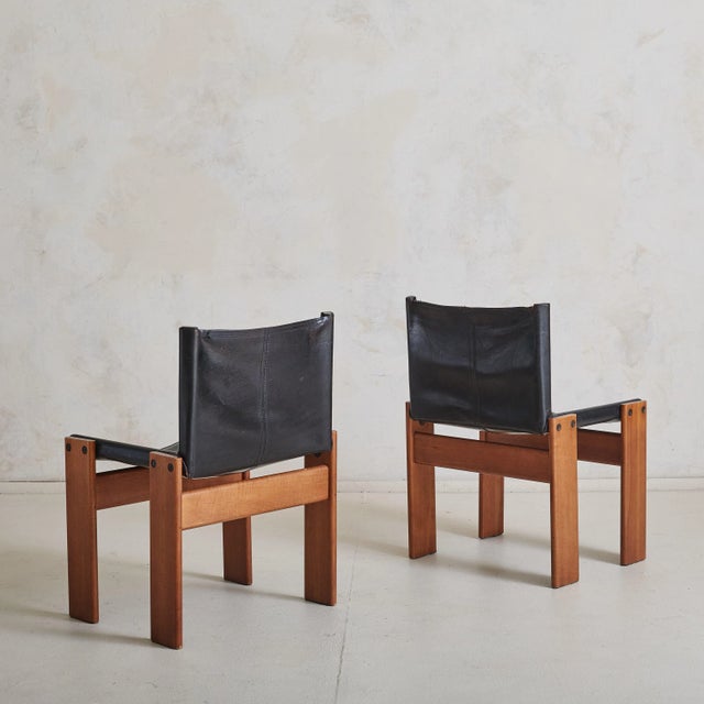 Italian 'Monk' Chair in Black Leather by Afra & Tobia Scarpa, 1974 For Sale - Image 9 of 14