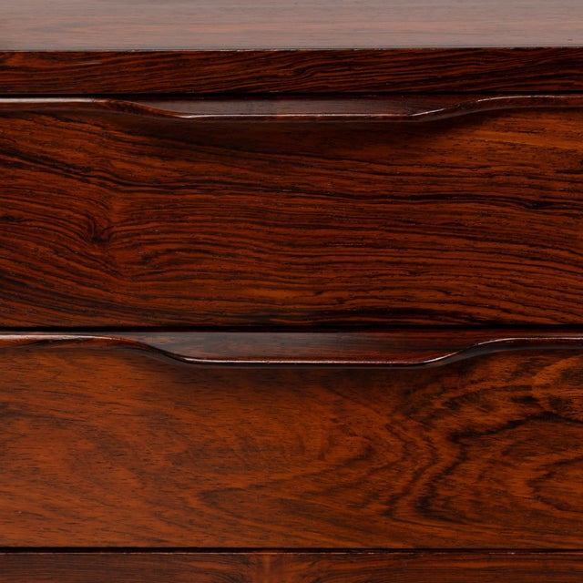 Brown 1960s Vintage Danish Mid-Century Rosewood 4-Drawer Nightstand / Accent Table For Sale - Image 8 of 8