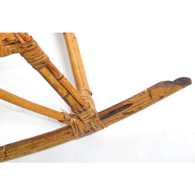 Vintage Franco Albini 1960 Rattan Cane & Bamboo Rocking Horse, Animal Sculpture Italy For Sale - Image 10 of 13