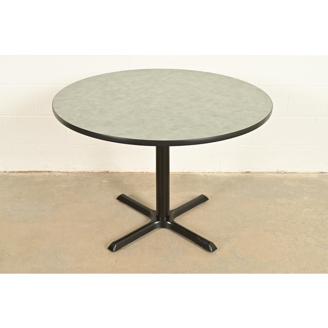Green Herman Miller Style Modern Round Pedestal Dining Table or Game Table For Sale - Image 8 of 8