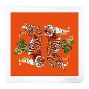 Nicolette Mayer Tiger Seeing Double Orangerie 18"x18" Acrylic Square Tray