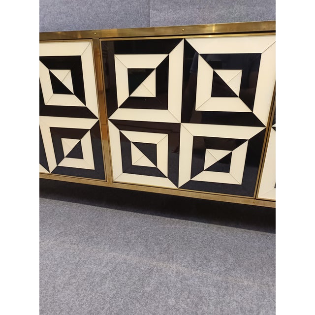 Sideboard with Optic Black and White Murano Glass Doors from Justfurnituress SRL For Sale - Image 6 of 18