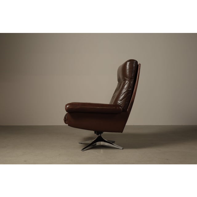 1970s DS-31 Reclining Swivel Lounge Chair in Leather from de Sede, Switzerland, 1970s For Sale - Image 5 of 17