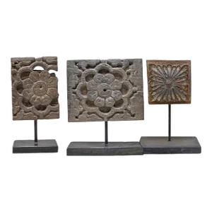 Collection of 3 Early 20th Century South Asian Architectural Fragments on Stands