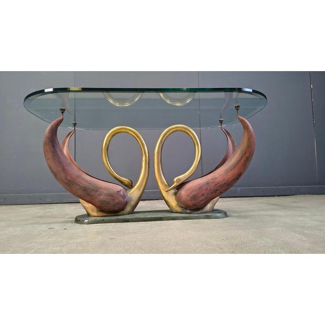 Vintage Brass Swan Coffee Table, 1970s For Sale - Image 6 of 11