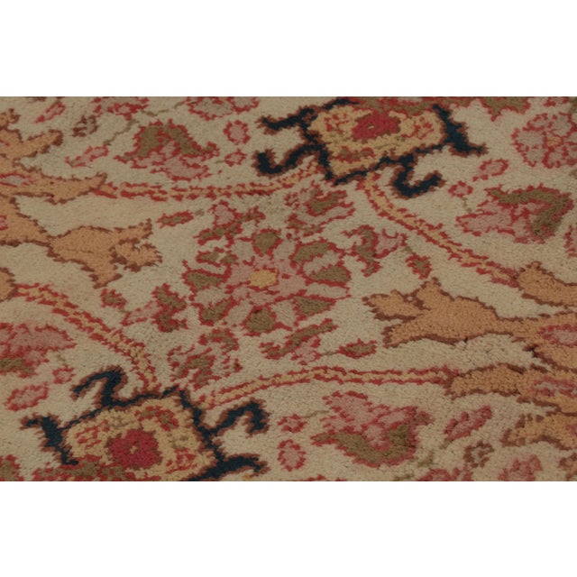 Traditional Antique Arts & Crafts Rug in Beige With Pink Floral Patterns, From Rug & Kilim For Sale - Image 3 of 9
