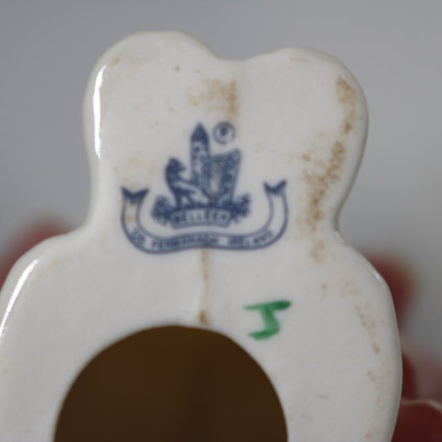 White 1990's Vintage Belleek Ireland Porcelain White Cat Figurine With Green Eyes For Sale - Image 8 of 8