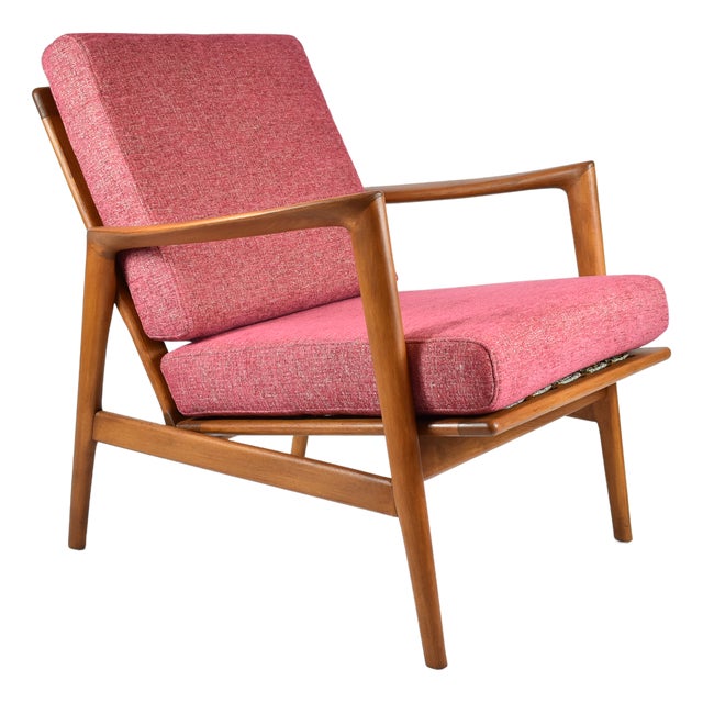 Scandinavian Armchair in Pink Fabric, 1960s For Sale