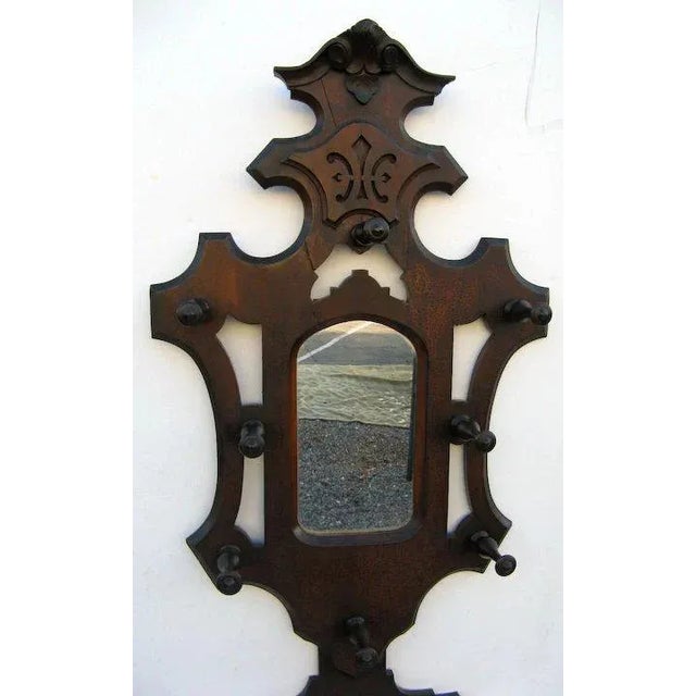 American Walnut Hall Tree c 1870 For Sale - Image 3 of 10