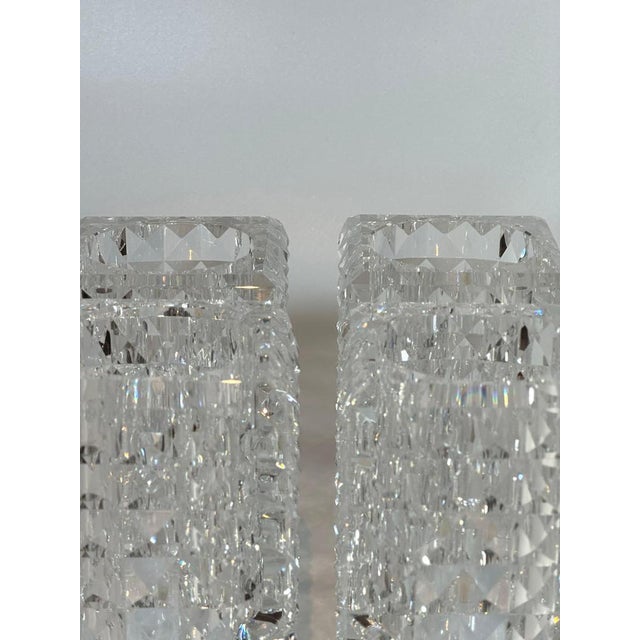 Glass Faceted Optical Glass Candle Votives from Veritas, Texas, 2016, Set of 2 For Sale - Image 7 of 10