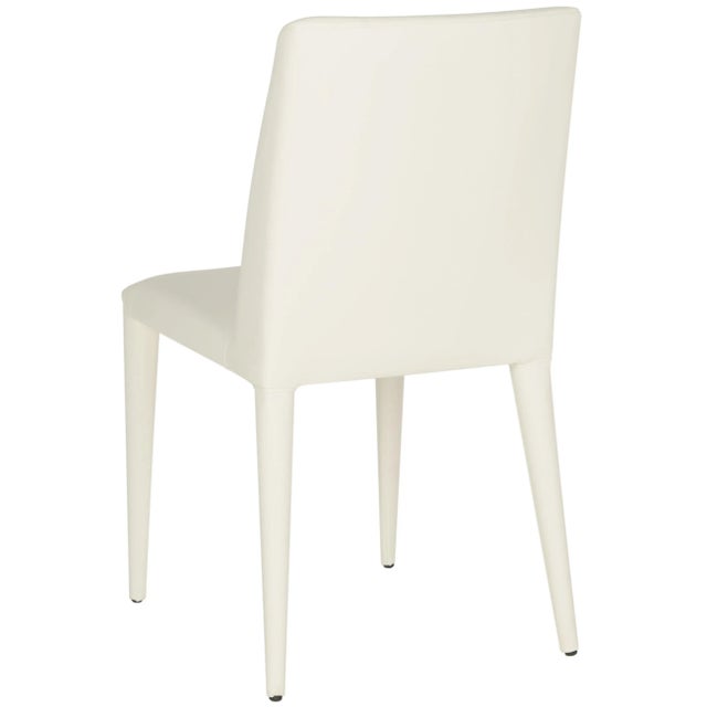 18'' Leather Side Chair in White - a Pair For Sale - Image 4 of 6