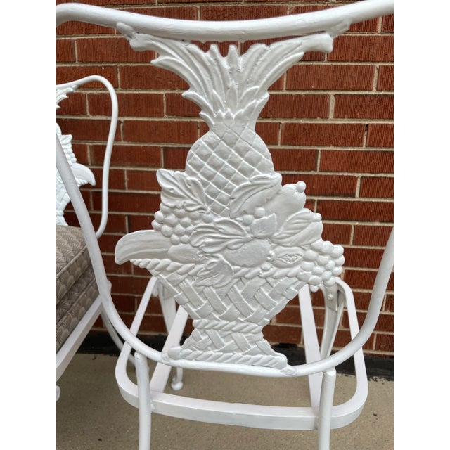 1950s Woodard Trianon Wrought Iron Patio Dining Chairs Hollywood Regency Set of 4 For Sale - Image 10 of 14