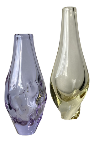 Vintage Glass Vases by Miloslav Klinger for Zelezny Brod Sklo, 1960, Set of 2