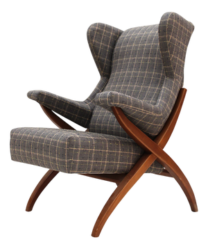 Mid-Century Modern Italian Lounge Chair in Wool and Ash by Franco Albini for Arflex, 1950