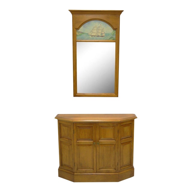 Conant Ball Maple Wood Hall Console Table Cabinet And Wall Mirror