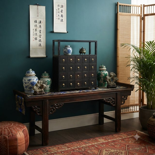 Table Top Chest Open Display Shelf 20 Drawers Traditional Apothecary Cabinet For Sale - Image 10 of 10
