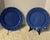 A striking pair of 11-inch dinner plates by Varages, France, crafted in richly glazed cobalt blue faience. The softly...