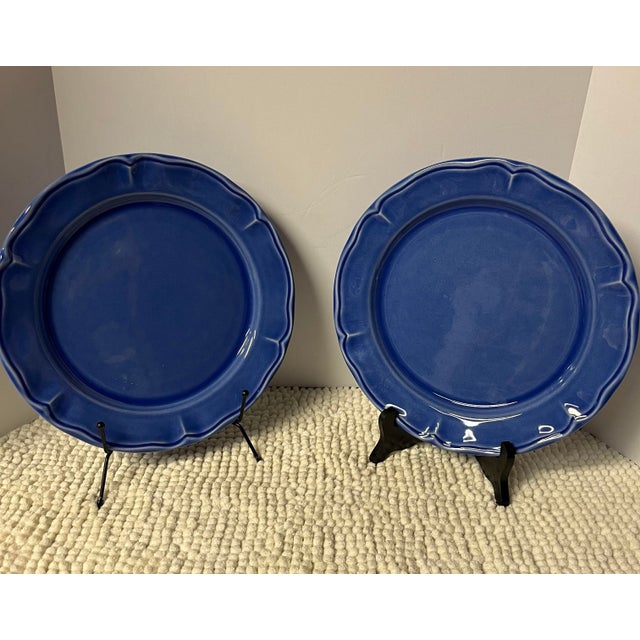 Stunning pair of vintage Varages dinner plates in elegant Luberon (cobalt) blue. Marked made in France. Small round “pick”...