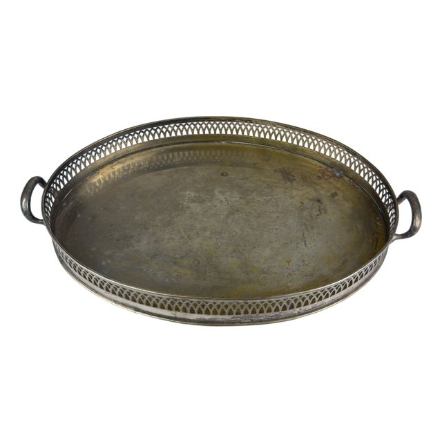 Large Silver Plated Tray by Le Couvert Francais, 1950s For Sale