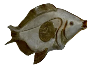 Mid-Century Ceramic Vintage Artisan Signed Pottery Decorative Fish Platter