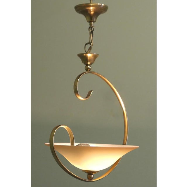 Metal Modernist Asymmetrical Brass and Glass Ceiling Light, 1970 For Sale - Image 7 of 8