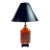 Vintage Chinoiserie Red and Black Ceramic Table Lamp With Gold-Lined Shade For Sale