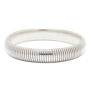 Stretchy Bangle Bracelet, Sterling Silver, Circumference 6.25 In For Sale