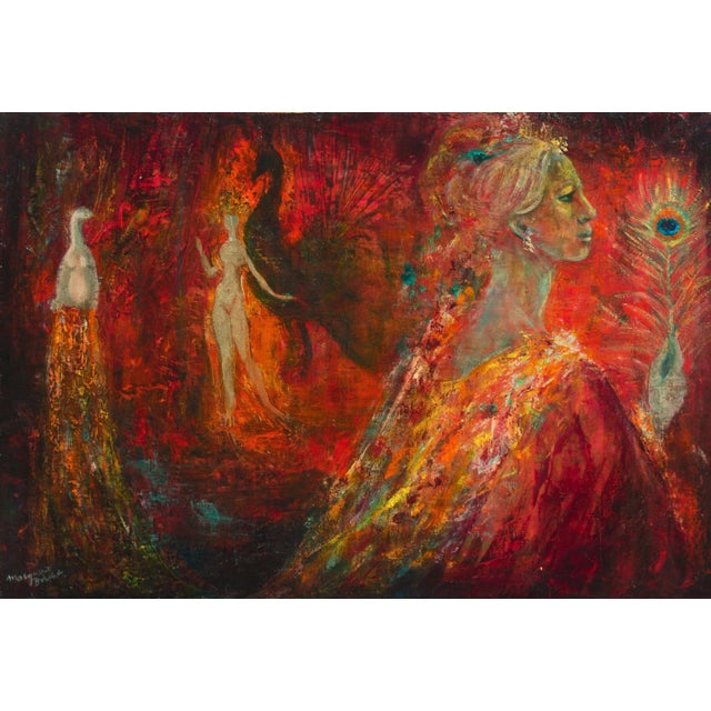 'Transcendentalist Figural Oil' by Marguertie Bordet, Paris, Académie De La Grande Chaumière, Geneva For Sale - Image 11 of 11