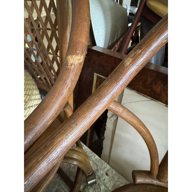Brown 1980s Vintage Rattan Bentwood Patio Dining Set of 5 For Sale - Image 8 of 12