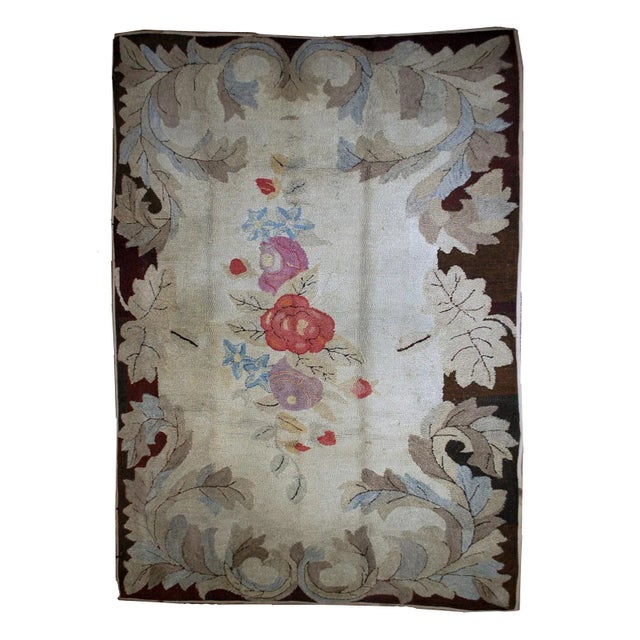 Sky Blue 1880s Handmade Antique American Hooked Rug For Sale - Image 8 of 8