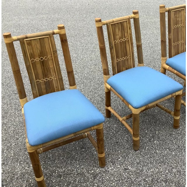 Vintage Boho Chic Glass and Bamboo Table Set - 5 Pieces For Sale - Image 9 of 13