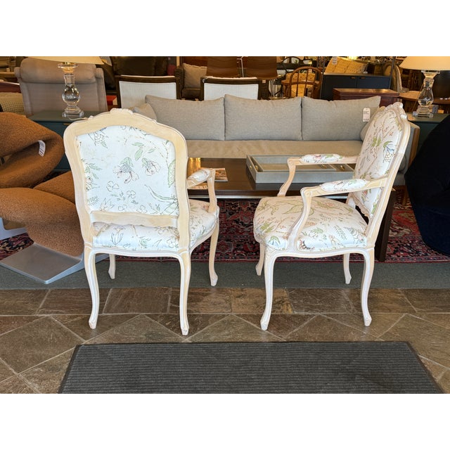 Louis XV-Style Floral Upholstery Armchairs, Pair For Sale - Image 16 of 18
