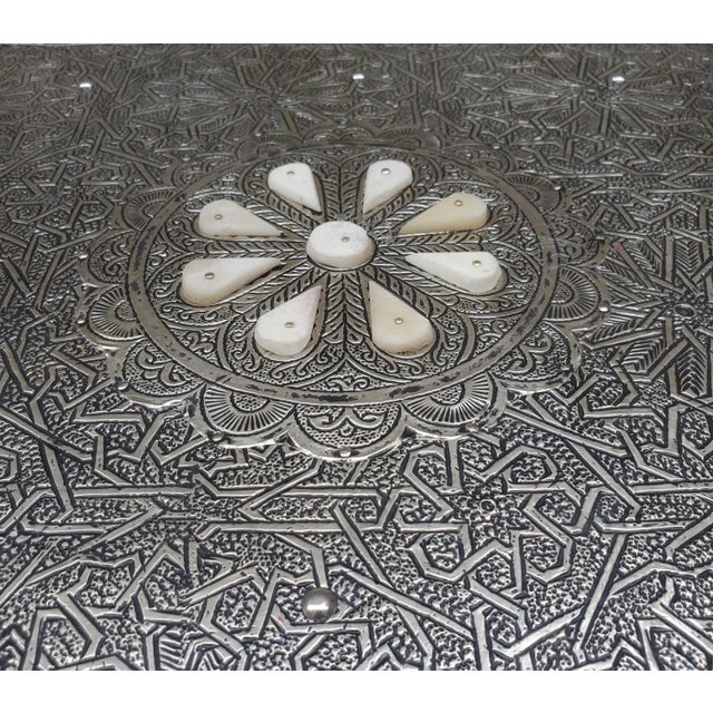 Handcrafted Moroccan Metal Accent Table For Sale - Image 4 of 6