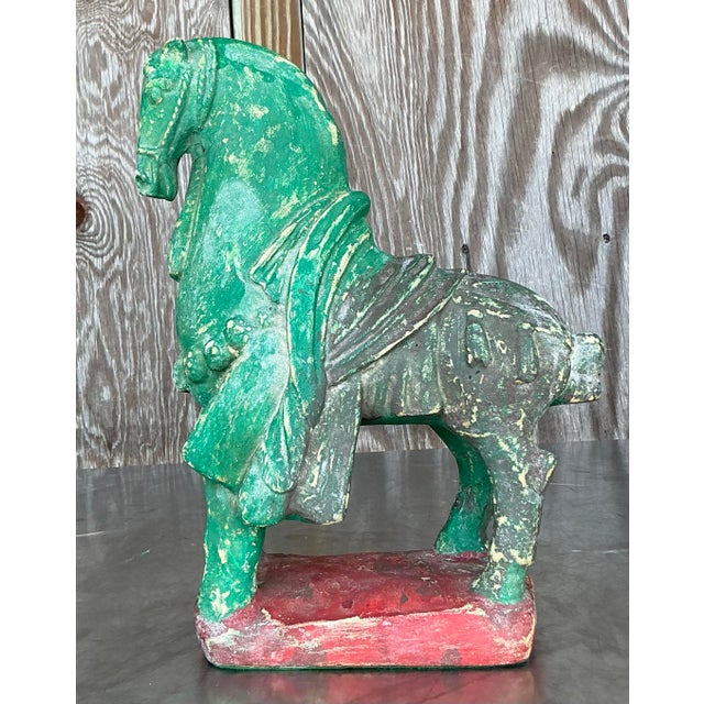Late 20th Century Vintage Boho Plaster Horse For Sale - Image 5 of 8