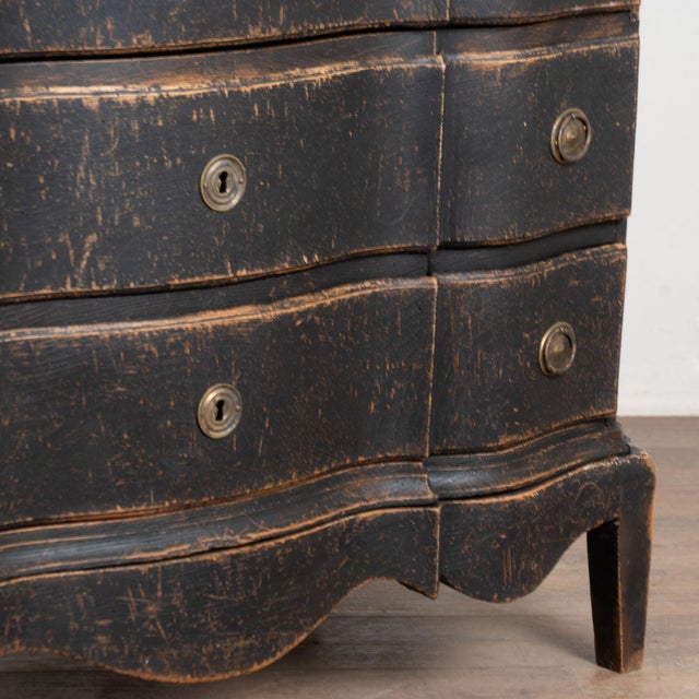 18th Century Black Painted Oak Rococo Chest of Drawers From Denmark For Sale - Image 13 of 14