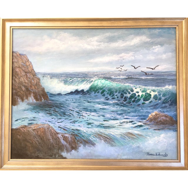Seascape of Monterey Coast - Oil Painting by Irene Edwards | Chairish
