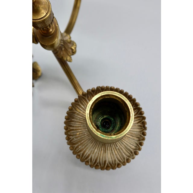 Pair of Solid Brass Two-Arm Rococo Revival Candle Wall Sconces With Acanthus Leaf Backplate, Early 20th Century For Sale - Image 14 of 15
