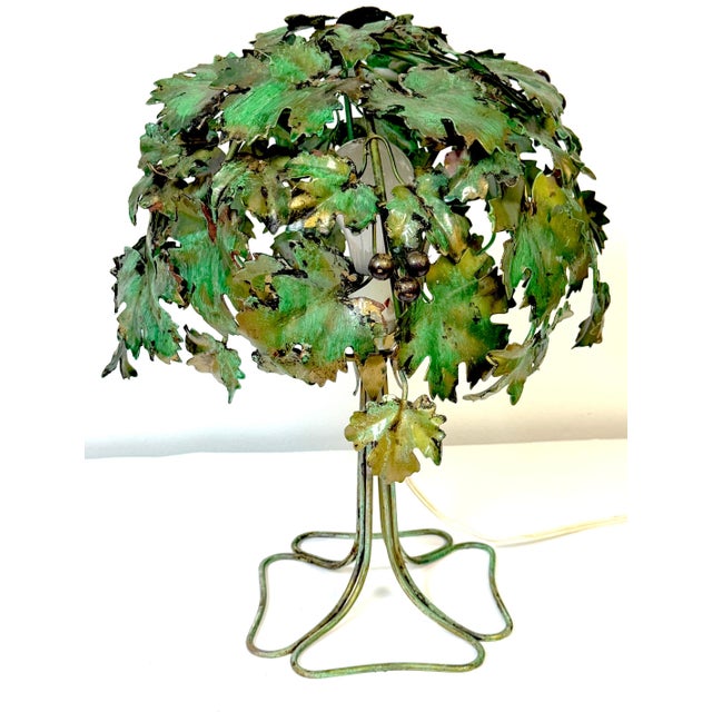 1960s Italian Polychromed Tole Grapevine Topiary Table Lamp For Sale - Image 4 of 11