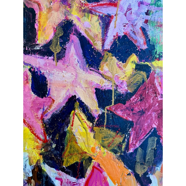 "Starry Night" is a vibrant joy filled constellation of color. It radiates movement and energy. Bursting with pink, yellow...