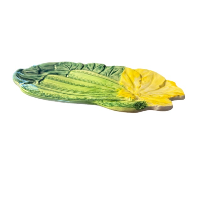 Lovely small sized serving dish in the form of a flowering Zucchini squash blossom. Stamped Valli Ceramiche and Made in...