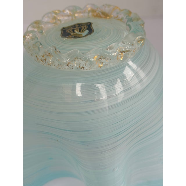 Vintage Murano Celadon Aqua Fazzoletto Handkerchief Art Glass Vase For Sale In Chicago - Image 6 of 13