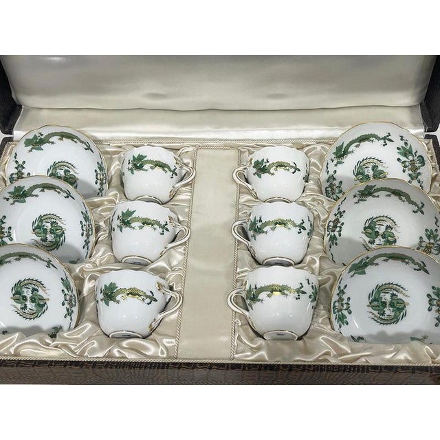 Porcelain Rich Court Dragon Cups and Saucers from Meissen, Germany, 1960s, Set of 12 For Sale - Image 3 of 13