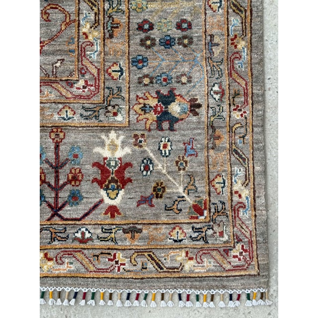 Persian Chobi Area Rug, Hand-Knotted Wool, Allover Floral, 9x12, Silver & Camel For Sale - Image 3 of 11