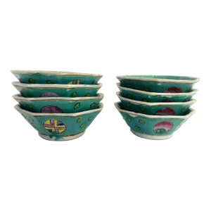 Export Chinese Octagon Rice Bowls, Set of 8