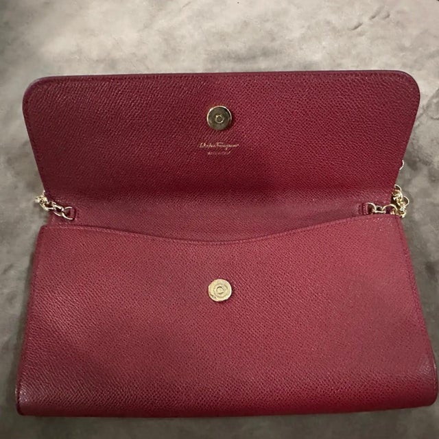 21st Century High Quality Red Leather and Brass Shoulder Bag by Ferragamo For Sale - Image 9 of 13