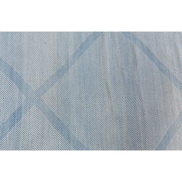 Tribal Modern Flatweave Geometric Light Blue Wool Rug "Skylace" by Doris Leslie Blau For Sale - Image 3 of 8