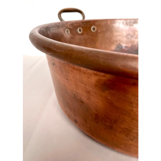 French Country 1800s Antique French Copper Handcrafted Preserving Pan For Sale - Image 3 of 12