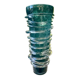 Vintage Large Blue Ocean Swirl Art Glass Vase Cenedese Style