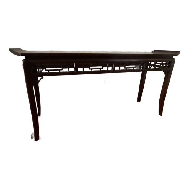 1970s High Quality Hardwood Asian Burl Wood Design Console For Sale