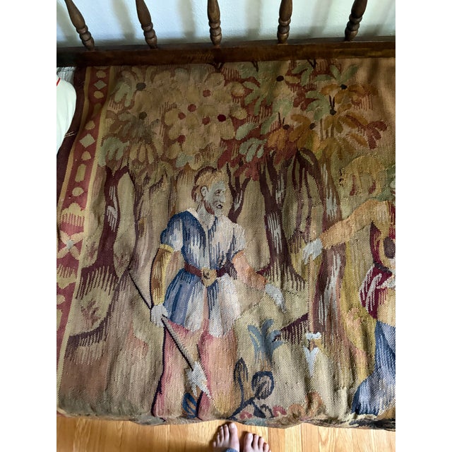 1950s Mid 20th Century Earth Tone Hunting Scene Wool Tapestry For Sale - Image 5 of 12